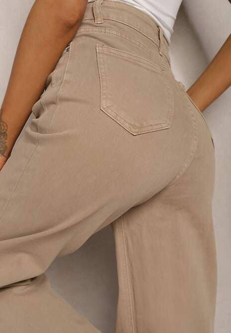 Ciemnobeżowe Jeansy Szerokie Phririope