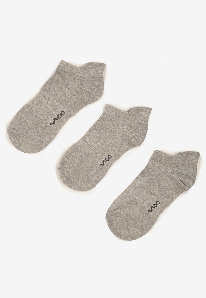 3-pack Jasnoszare Bawełniane Skarpety Stopki z Napisem Marosela