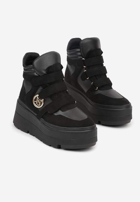 Czarne Botki Sneakersy Vices na Platformie w Stylu Y2K Gelira