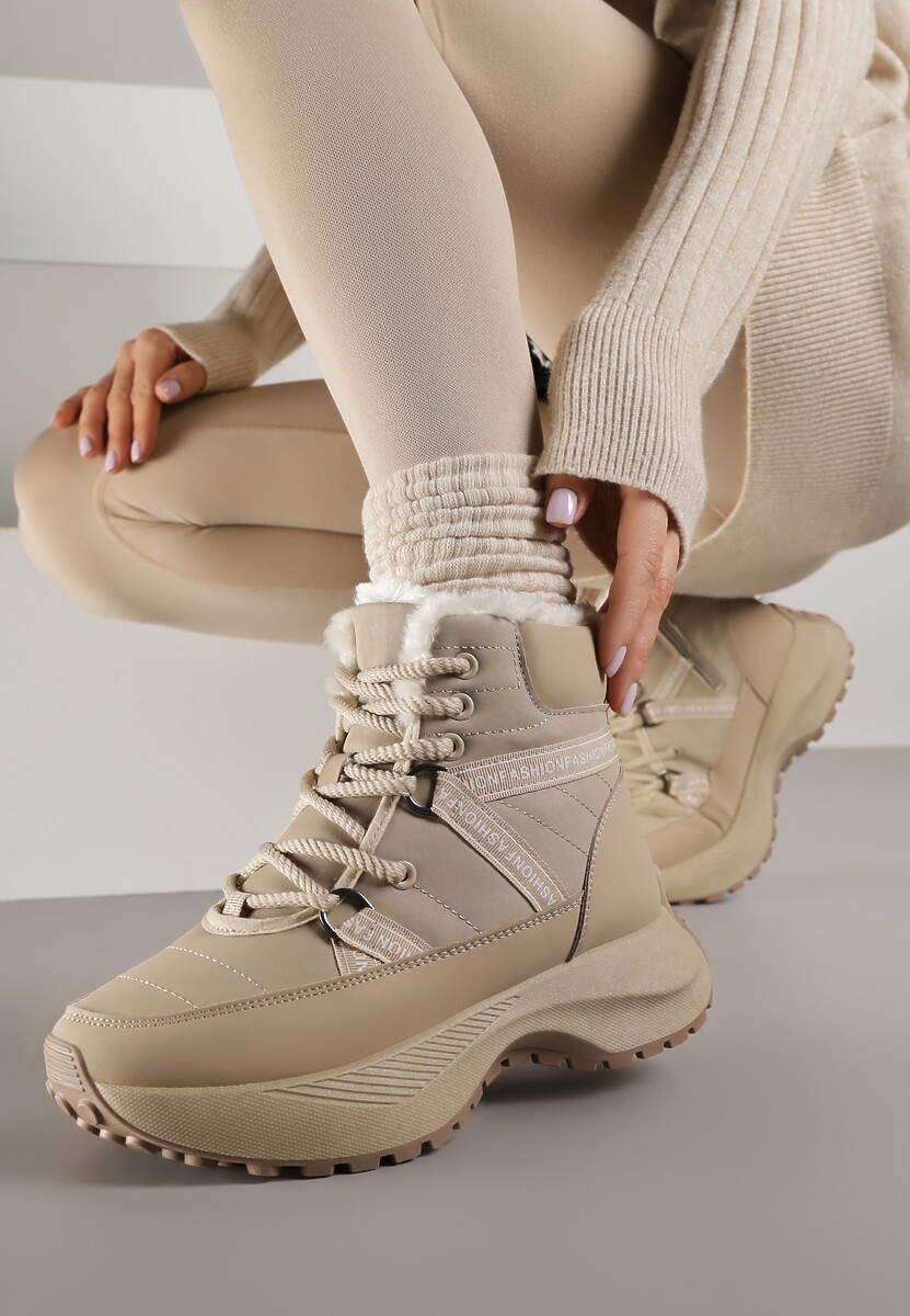 Czarne Sportowe Śniegowce Chunky na Platformie Ishweda