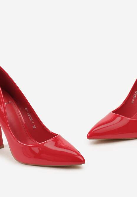 Czerwone Klasyczne Szpilki Lakierowane Glema