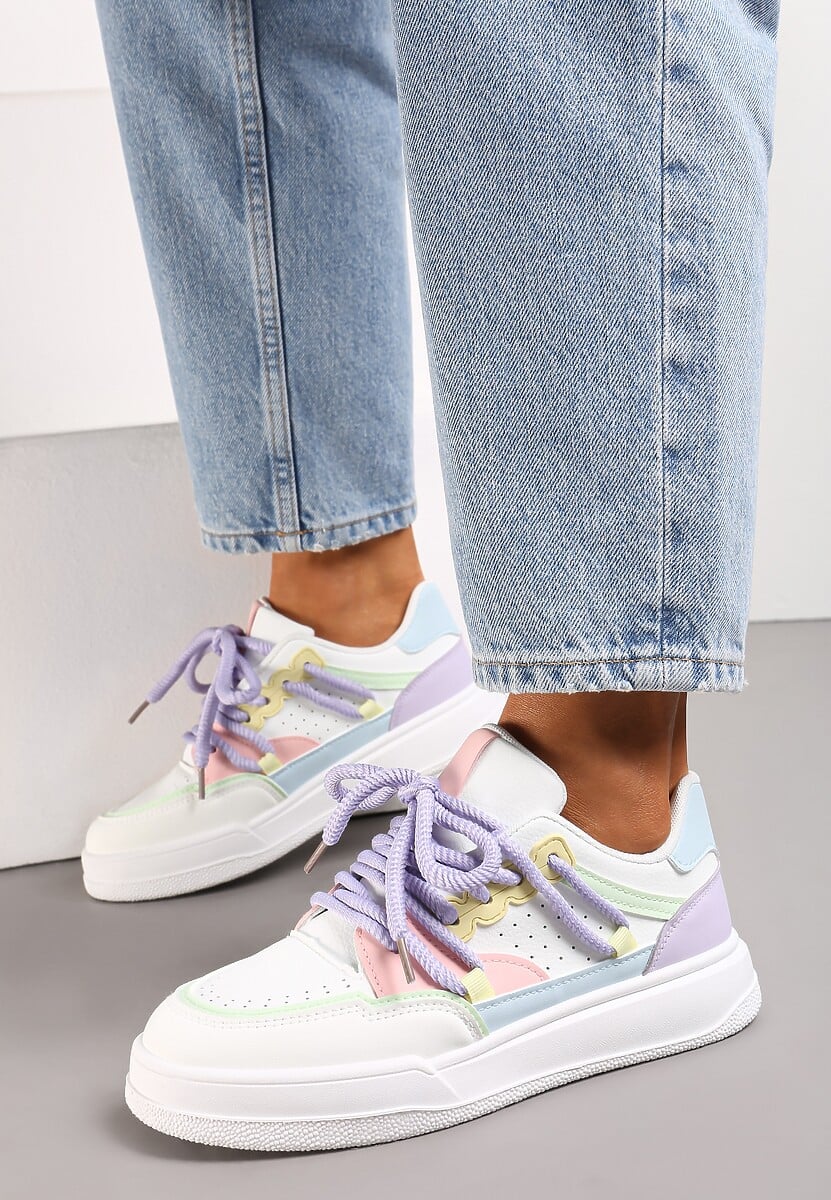 Biało-Fioletowe Sneakersy Sylvena