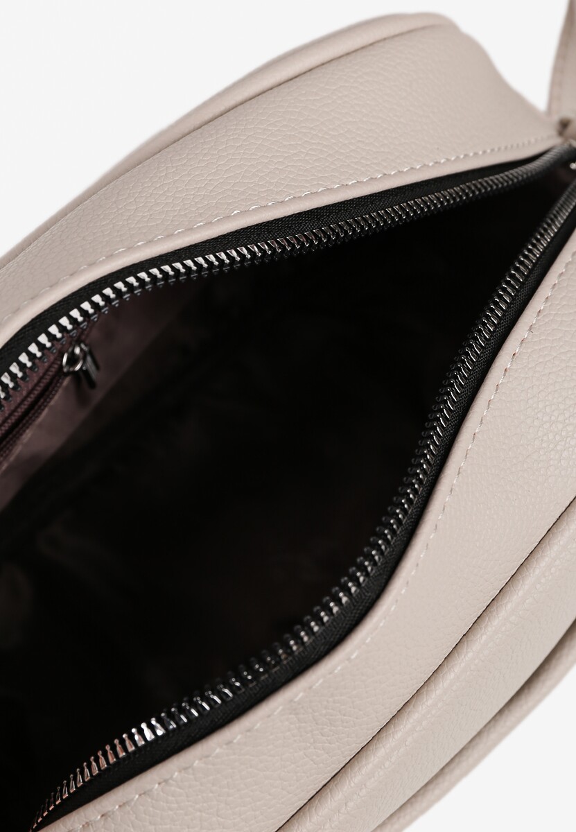 Szara Torebka na Ramię Ozdobiona Metaliczną Aplikacją Nanithra