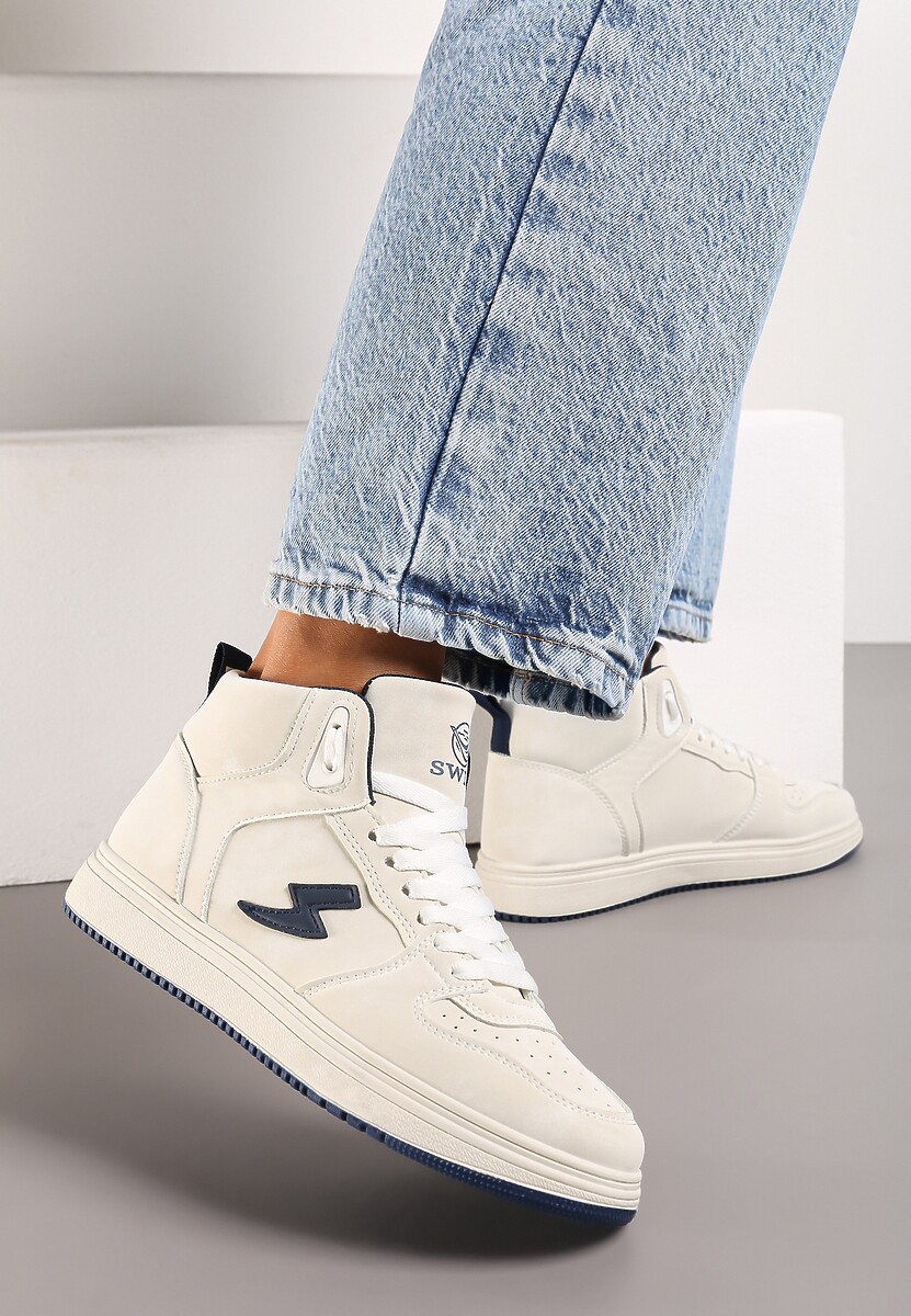 Beżowo-Granatowe Sneakersy Aura