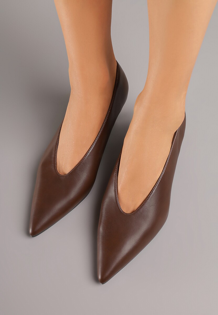 Brązowe Czółenka na Kaczuszce w Klasycznym Stylu Rilanela