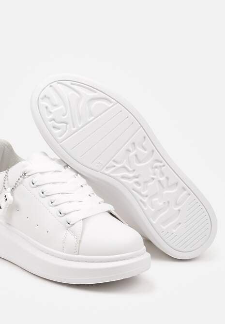 Białe Casualowe Sneakersy z Zawieszką Misiem Ulevidia