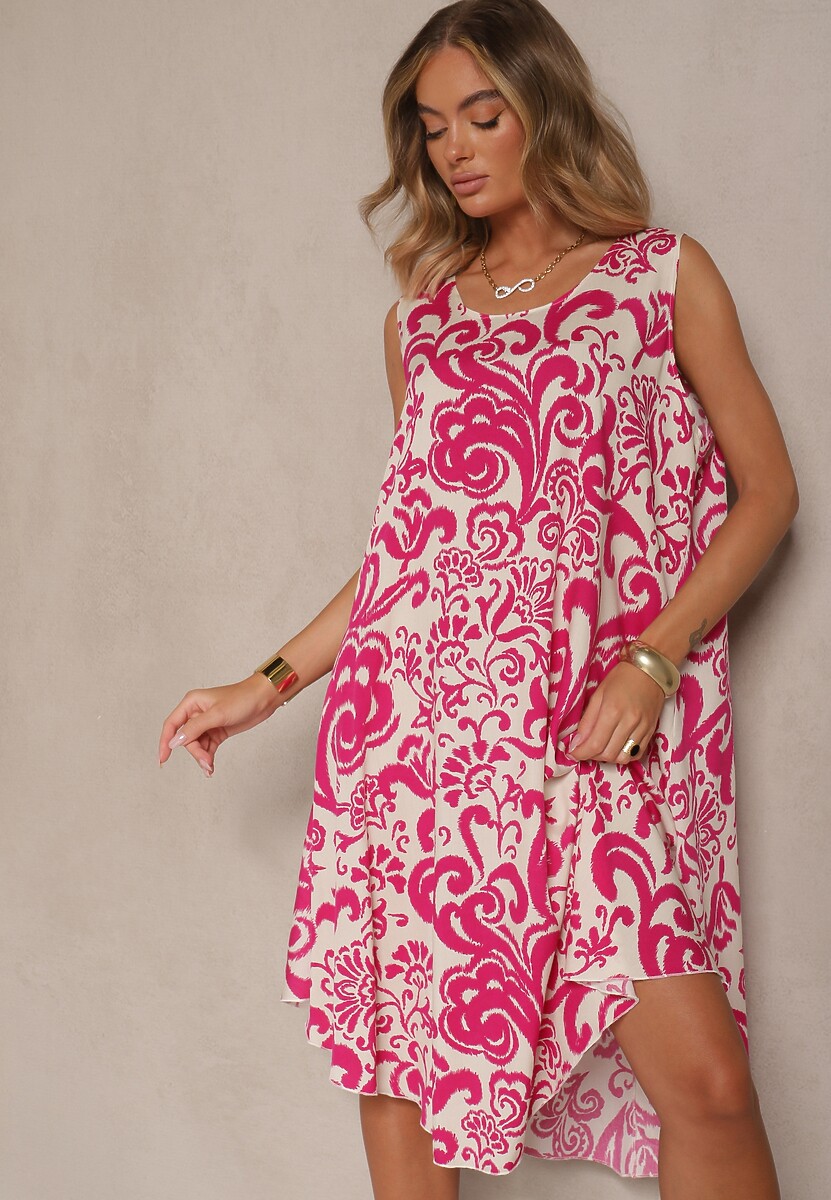 Niebieska Sukienka z Bawełny z Motywem Paisley Zivanae