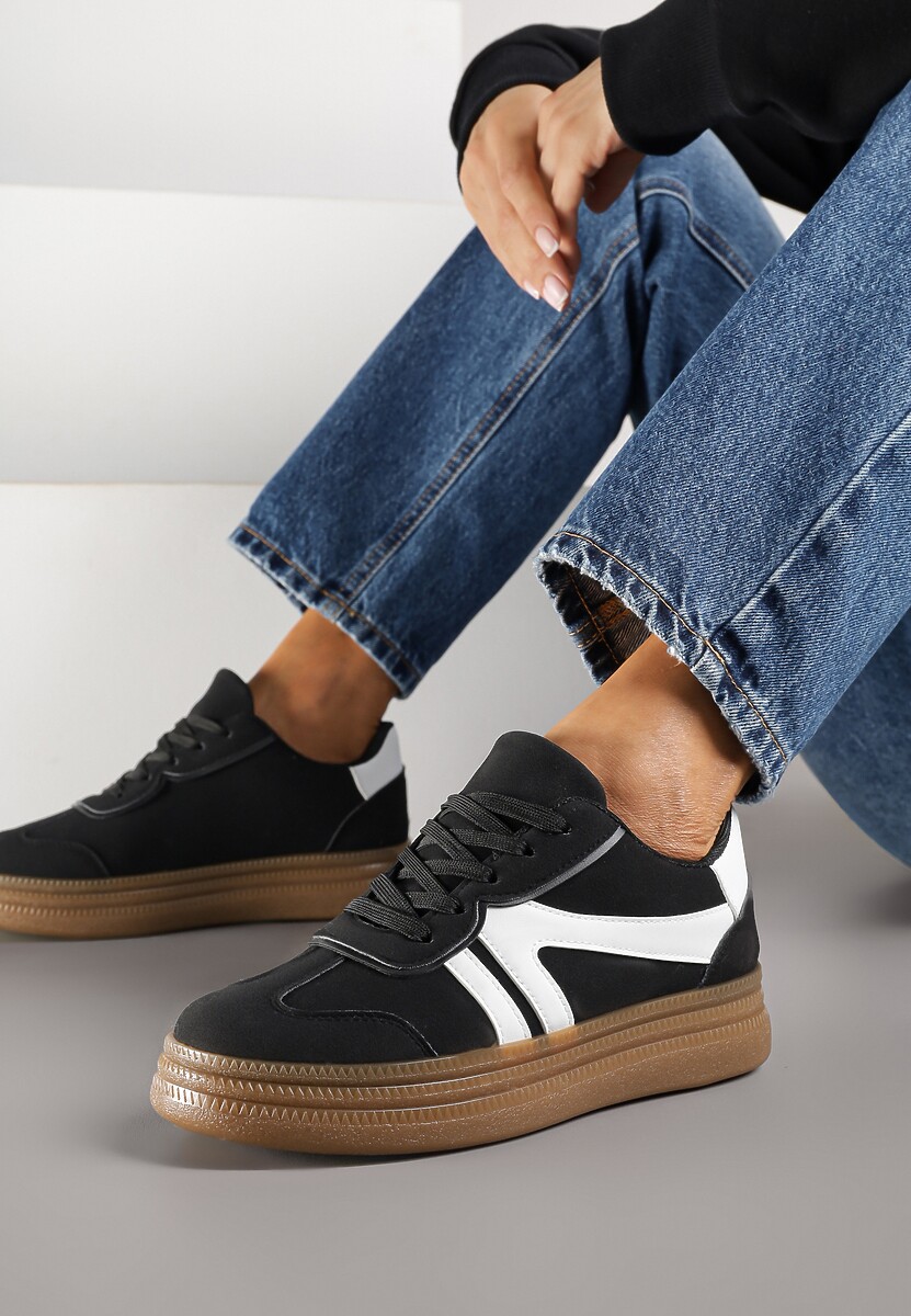 Bordowe Sneakersy Tenisówki Ozdobione Geometrycznym Wzorem Shie