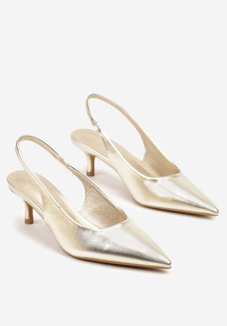 Jasnozłote Sandały Vices Slingback na Obcasie Typu Kaczuszka Kovirida
