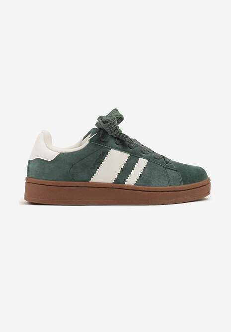 Zielono-Białe Sneakersy Typu Kultowe Tenisówki Zdobione Paskami Nevellise