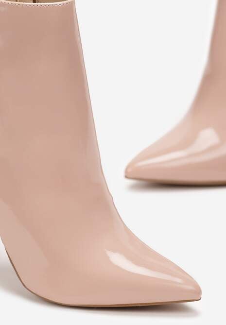 Beżowe Botki na Szpilce ze Szpiczastym Noskiem Fancevi