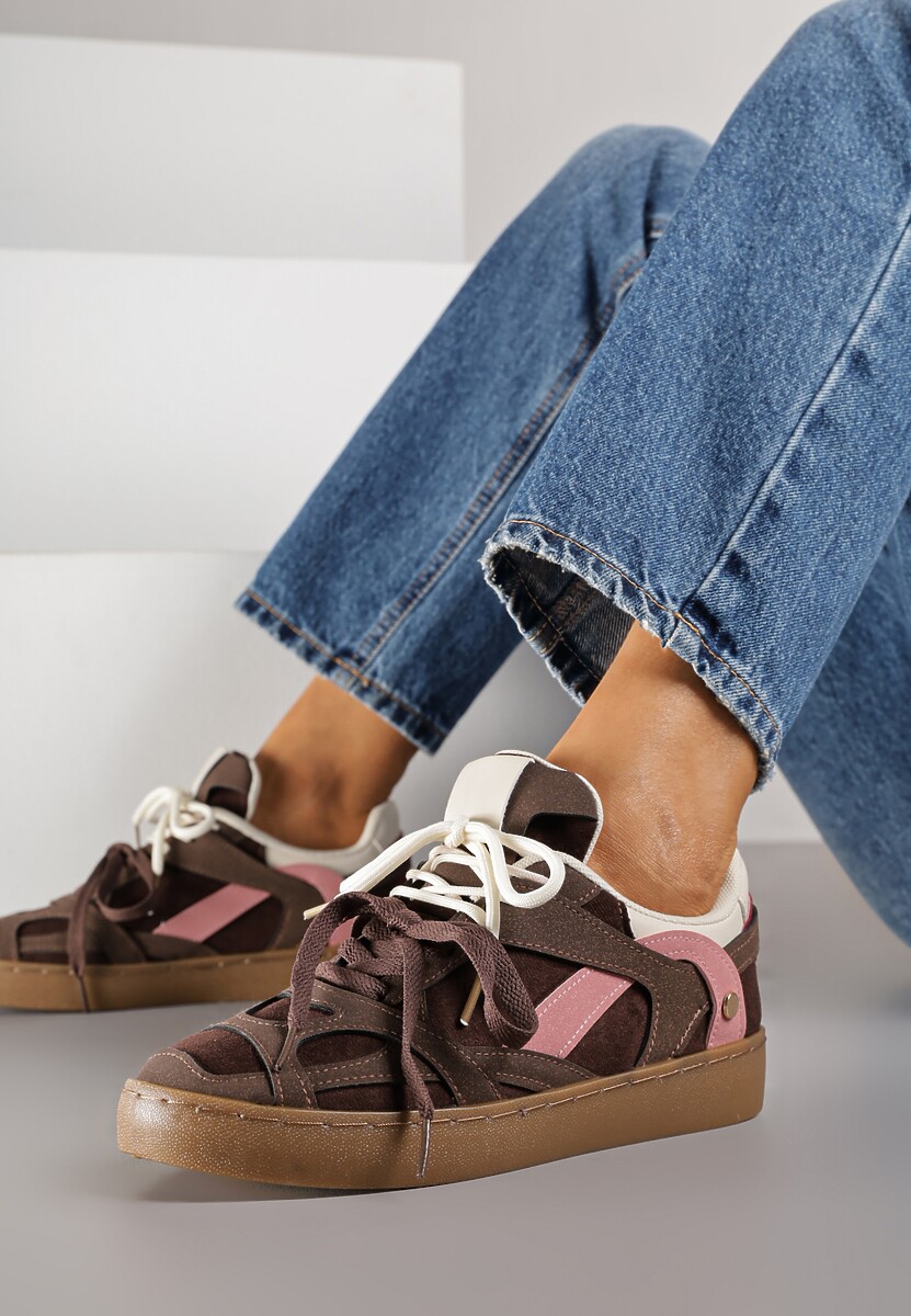 Bordowe Sneakersy Kultowe Tenisówki z Podwójnymi Sznurówkami Luvitta