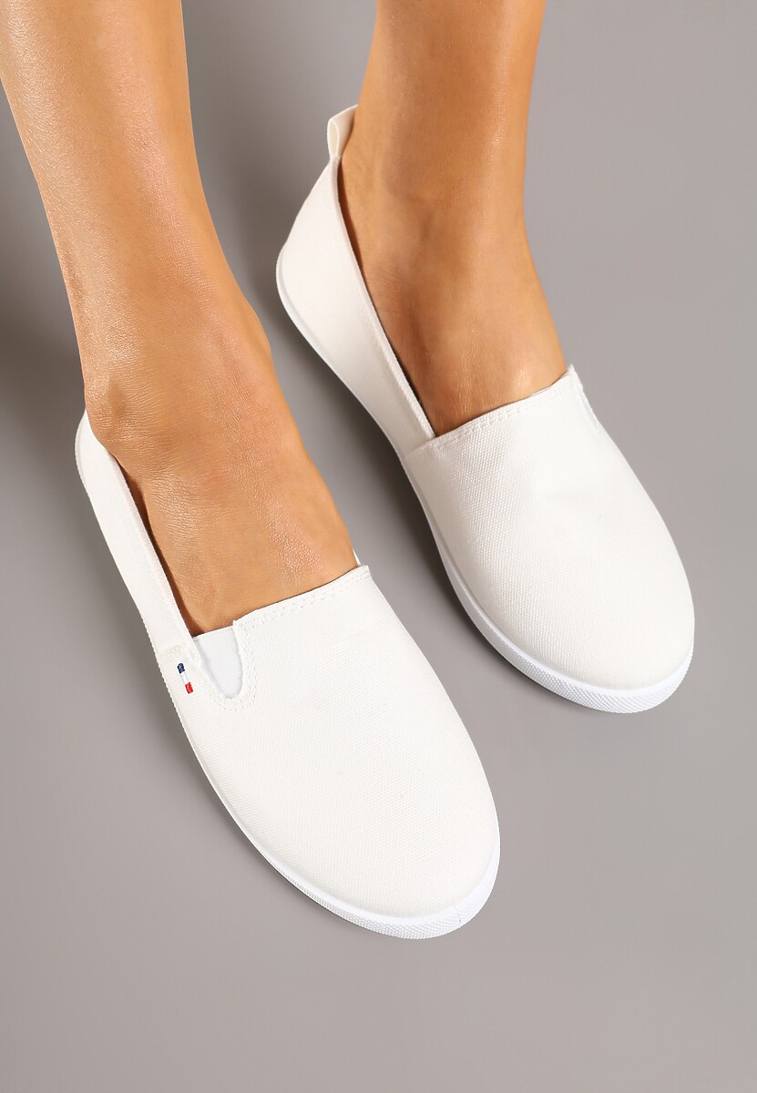 Białe Tenisówki Vices Basic z Materiałowymi Gumkami Aretela