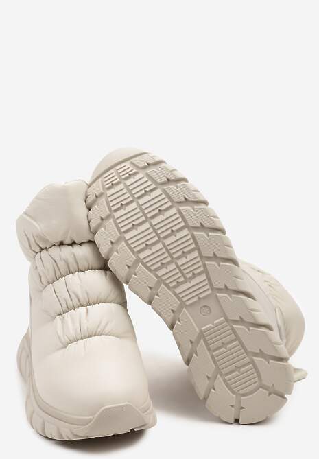 Beżowe Śniegowce na Platformie z Tłoczeniem i Pikowaną Cholewką Resisia