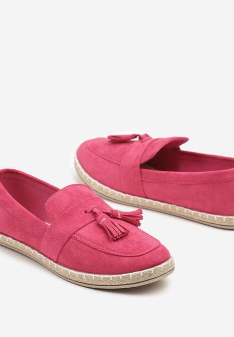 Fuksjowe Espadryle Ozdobione Frędzlami na Nosku Wanelis