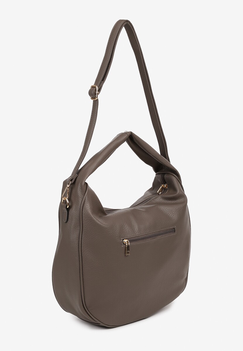 Ciemnobeżowa Torebka o Fasonie Hobo z Dodatkowym Paskiem Crossbody Mepila