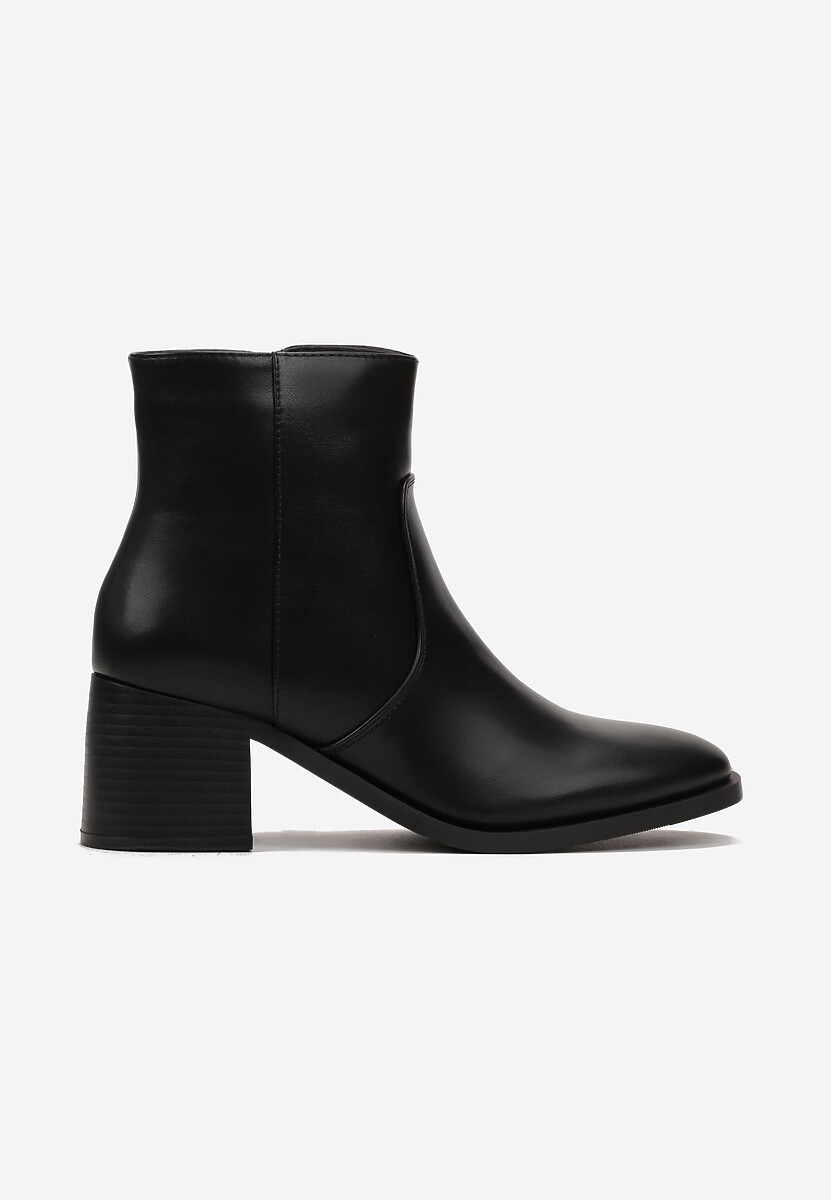 Czarne Klasyczne Botki na Słupku Ominorda