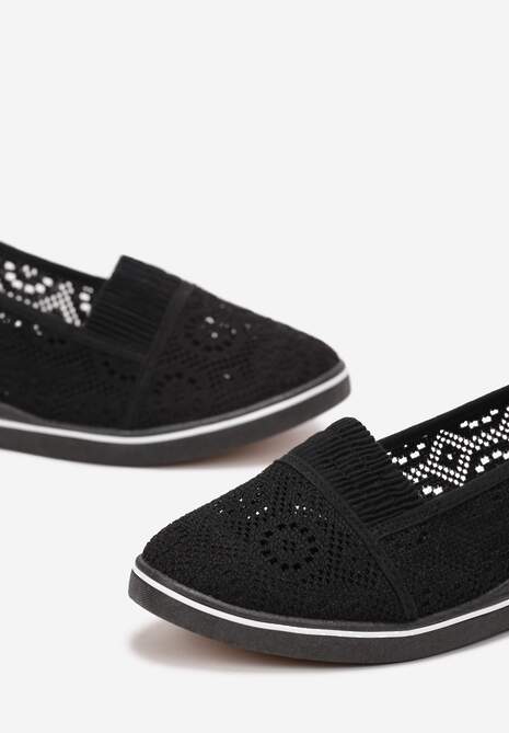 Czarne Tenisówki z Ażurowej Siateczki na Niskiej Koturnie Nerurae