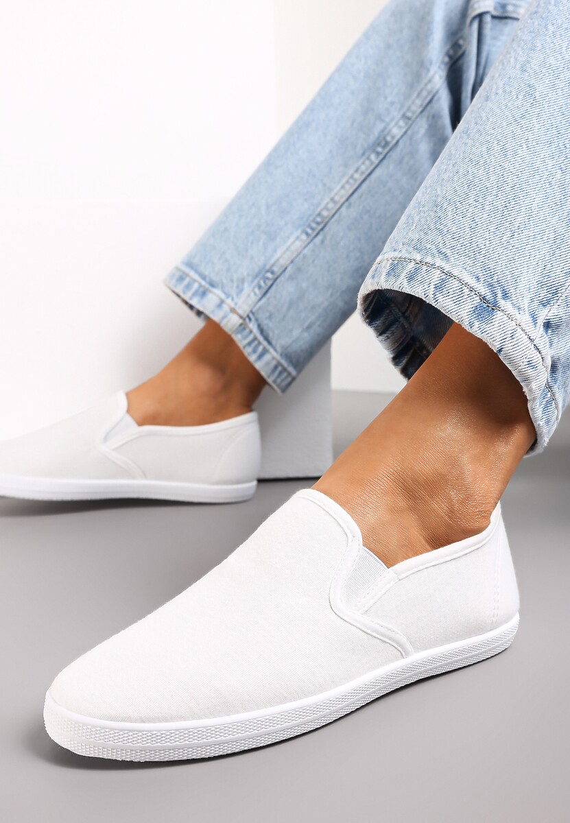 Białe Wsuwane Tenisówki Materiałowe Jaylisa