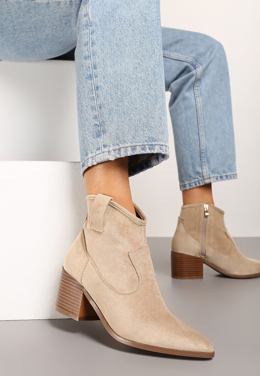 Brązowe Botki Vices w Stylu Kowbojek na Obcasie Vertige