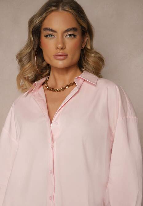 Różowa Casualowa Koszula z Bawełny Naliraella