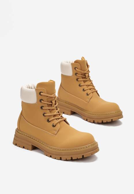 Brązowe Sznurowane Traperki z Protektorem Esmerra