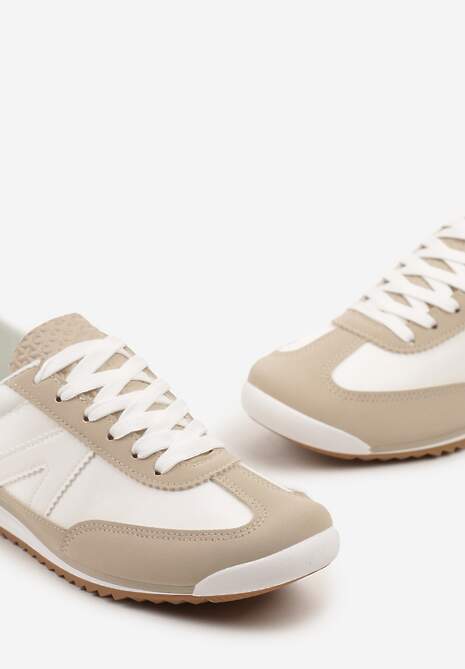 Beżowe Sneakersy z Geometrycznym Wzorem Zoloti