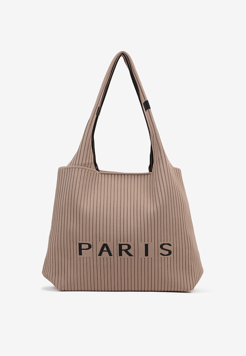 Beżowa Tłoczona Torebka Typu Shopper Saliaria