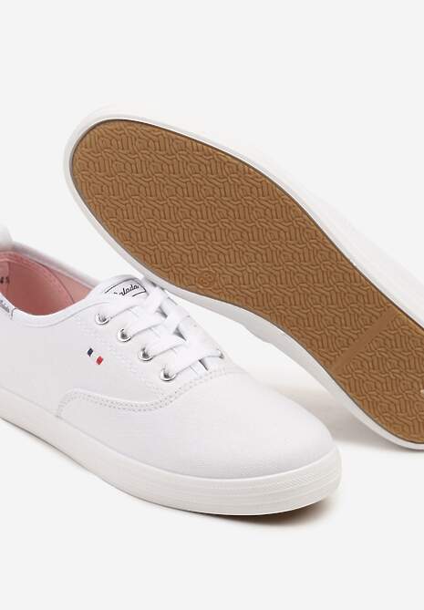 Biało-Różowe Klasyczne Tenisówki Vices ze Sznurowaną Cholewką Telisara