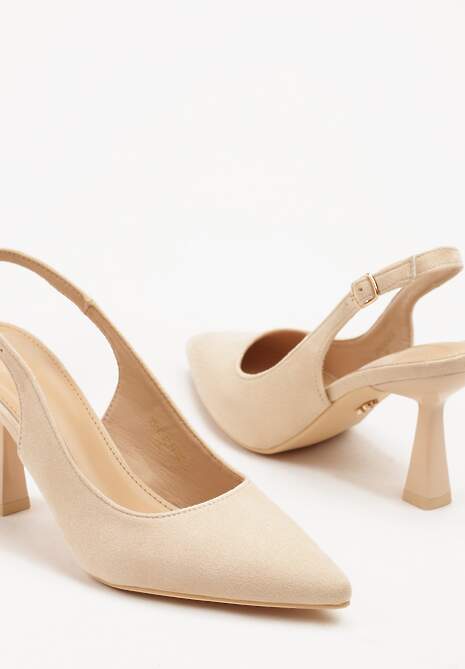 Beżowe Sandały Vices na Klepsydrze z Noskiem w Szpic i Odkrytą Piętą Masalle