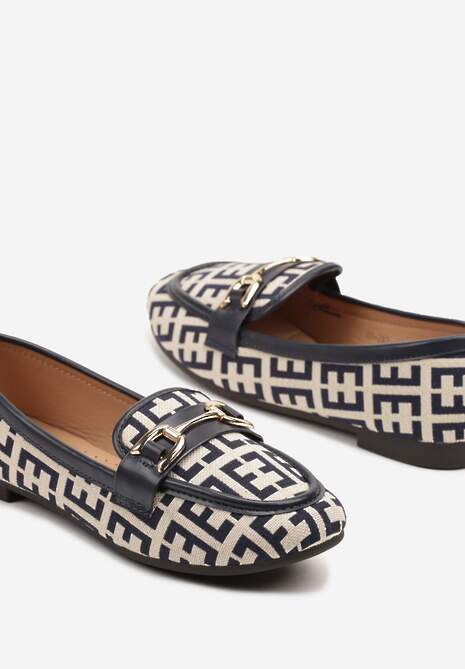 Granatowe Mokasyny z Ekozamszu z Ozdobną Metaliczną Aplikacją Nusarila