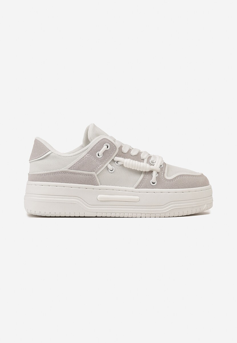 Białe Sneakersy na Platformie z Ozdobnymi Sznurówkami Aqara