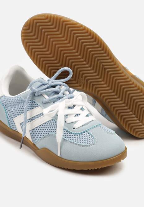 Jasnoniebieskie Sneakersy w Stylu Tenisówek Ozdobione Geometrycznym Wzorem Teloriella