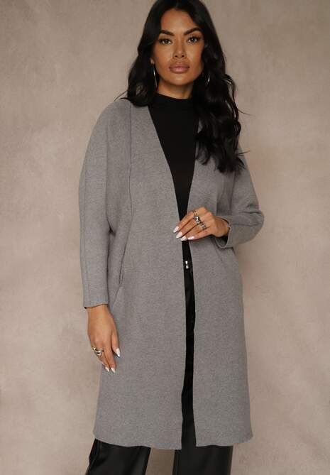 Szary Niezapinany Casualowy Kardigan Felltusa