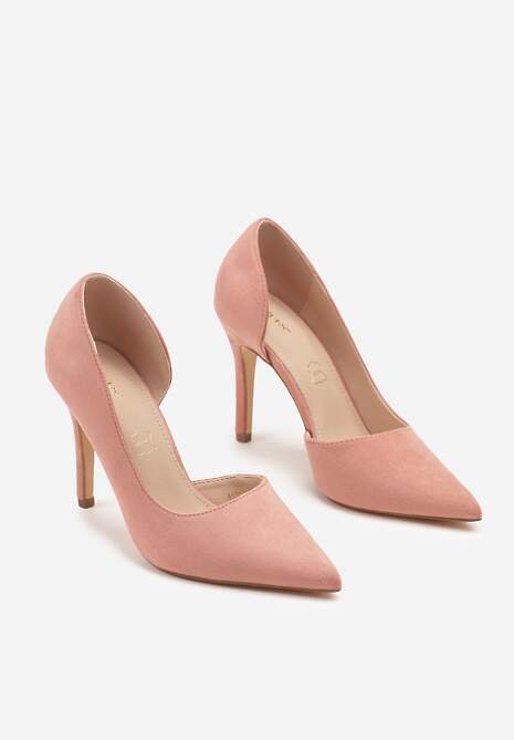 Różowe Szpilki Vices z Wkładką ze Skóry Naturalnej Ozdobione Wycięciem Oliritia