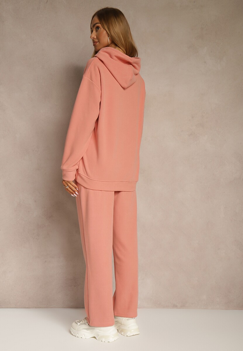 Pomarańczowy 2-częściowy Komplet Dresowy z Bluzą i Spodniami Orifira