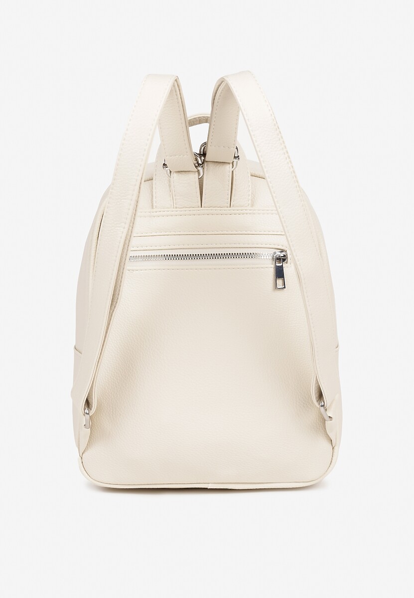 Kremowy Casualowy Plecak z Metalicznym Zdobieniem Paseniela