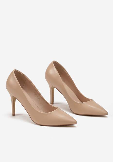 Beżowe Wysokie Szpilki o Klasycznym Fasonie Quila