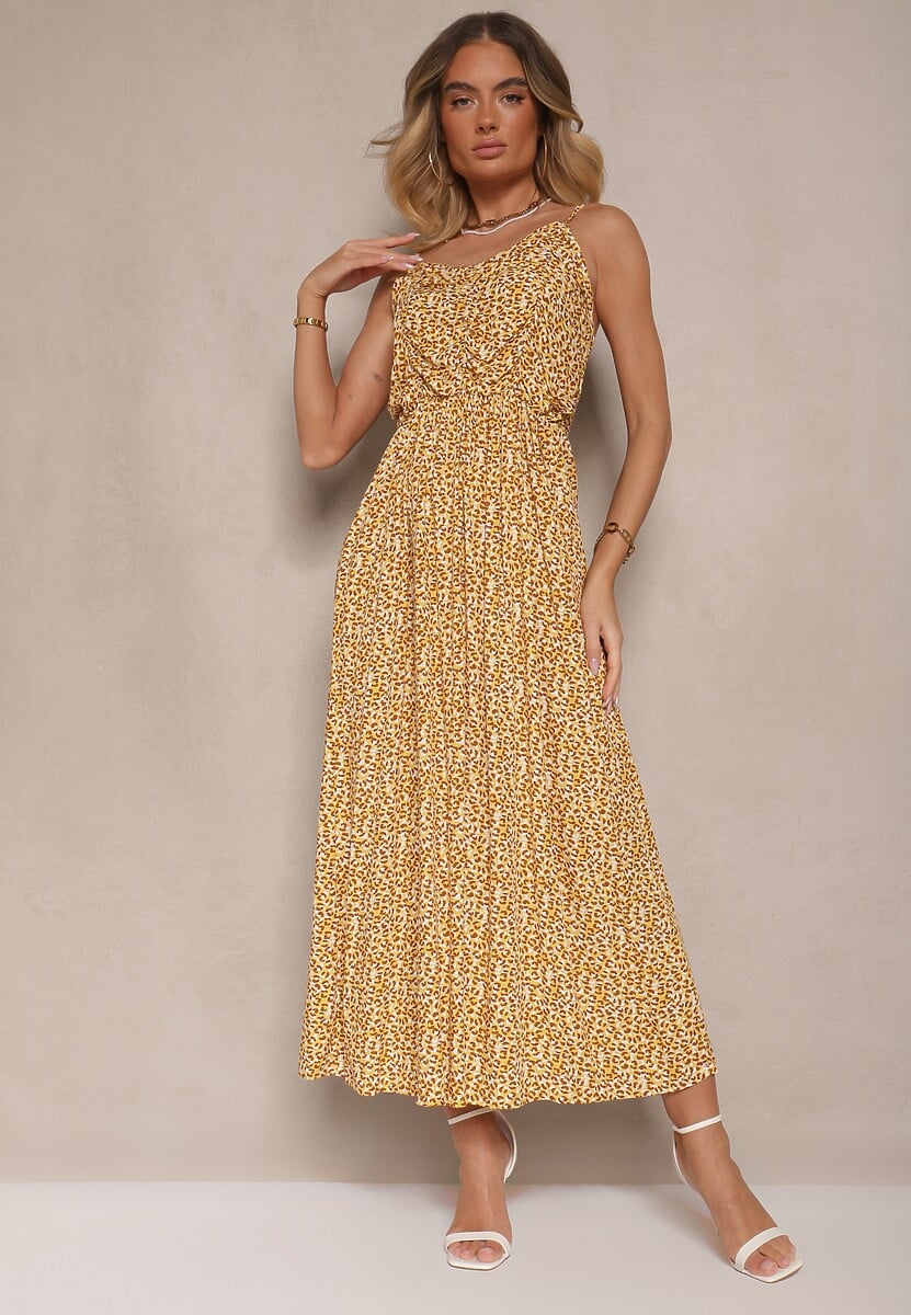 Jasnoniebieska Rozkloszowana Sukienka z Bawełny na Ramiączkach Jenarissea