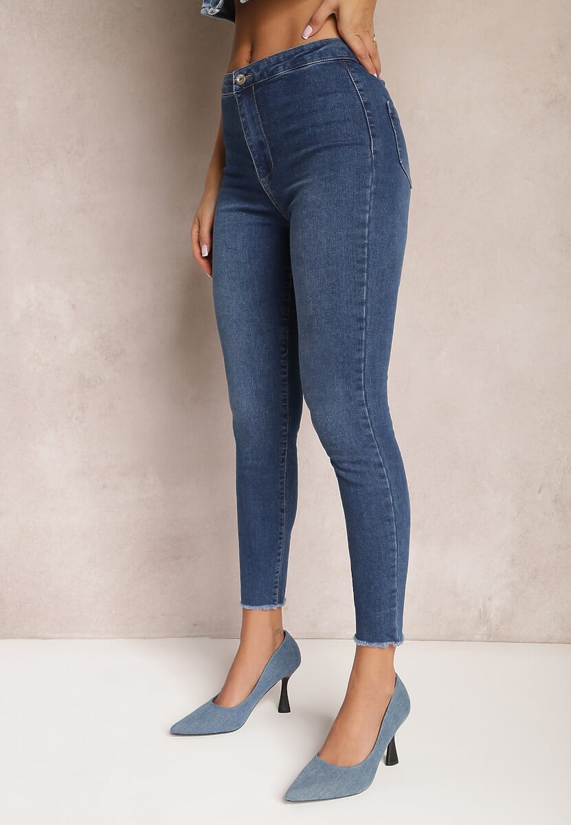 Granatowe Jeansy Skinny High Waist Vivizo