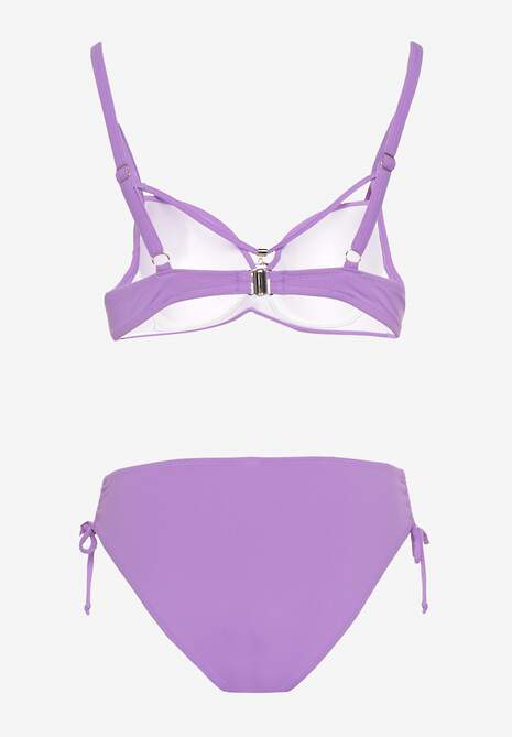 Fioletowe Bikini Majtki Figi z Regulacją i Biustonosz z Ozdobą Natrissa