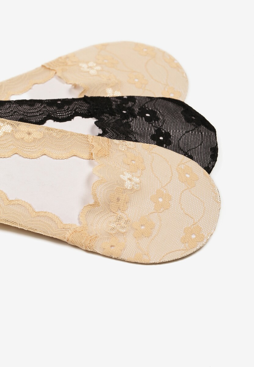 Czarno-Beżowe Skarpety z Koronki Typu Baletki 3-Pack Lilisea