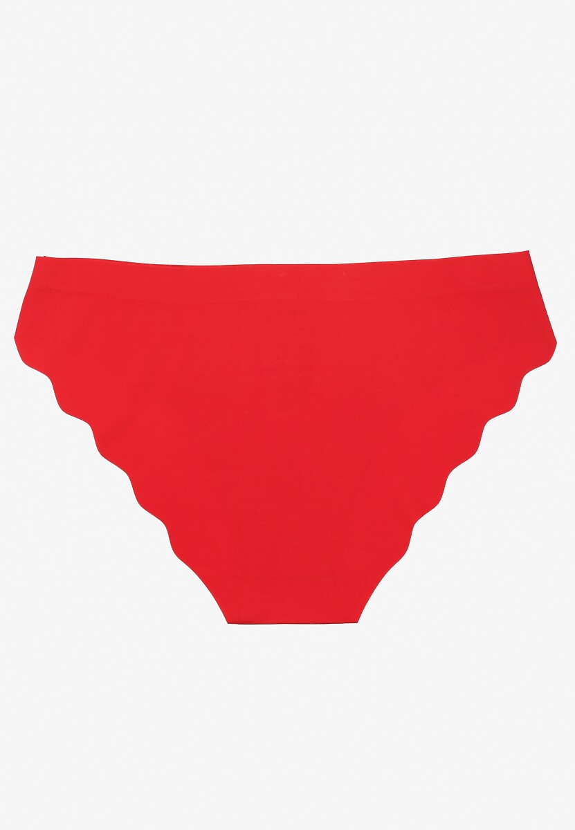 Czerwone Majtki Bezszwowe Typu Figi Ozdobione Falbanką Veloti