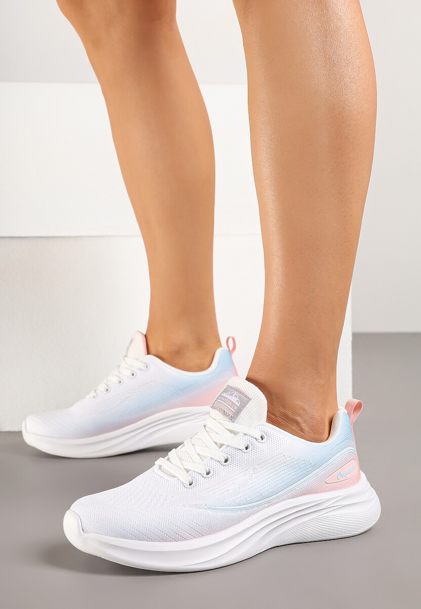 Biało-Niebieskie Buty Sportowe Sneakersy Siateczkowe na Podeszwie z Pianki Rellica