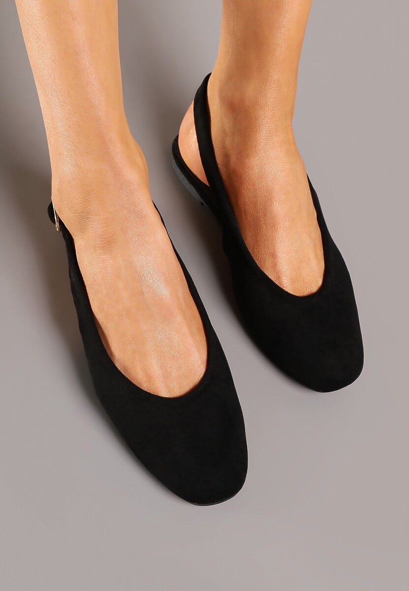 Czarne Sandały z Okrągłym Noskiem i ze Sprzączką Laniswen