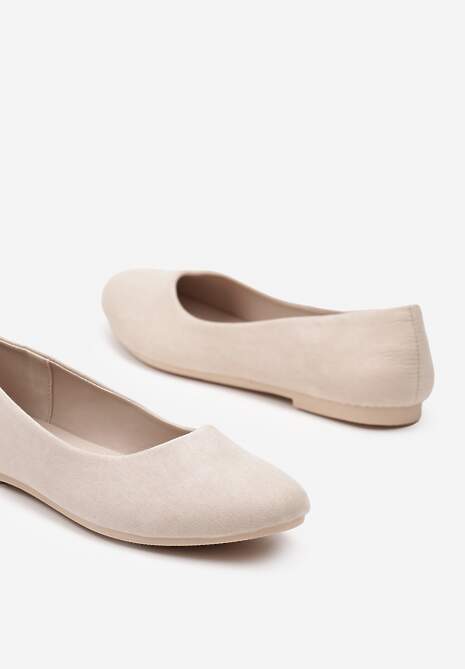 Beżowe Wsuwane Balerinki na Płaskiej Podeszwie Telliamarie