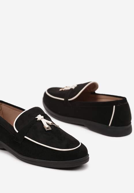 Czarno-Białe Klasyczne Mokasyny z Ekozamszu Deorielis