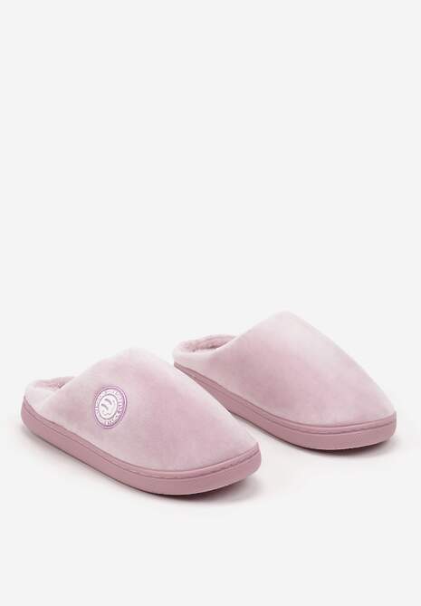 Różowe Kapcie na Płaskiej Podeszwie Ozdobione Futerkiem w Stylu Baranka Mairelle