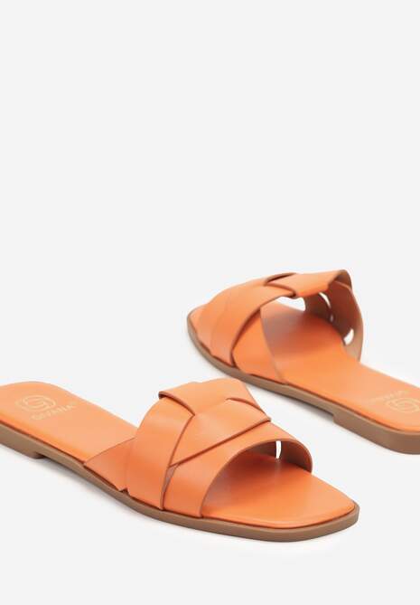 Pomarańczowe Klapki z Ozdobnie Przeplecionymi Paskami Davianne