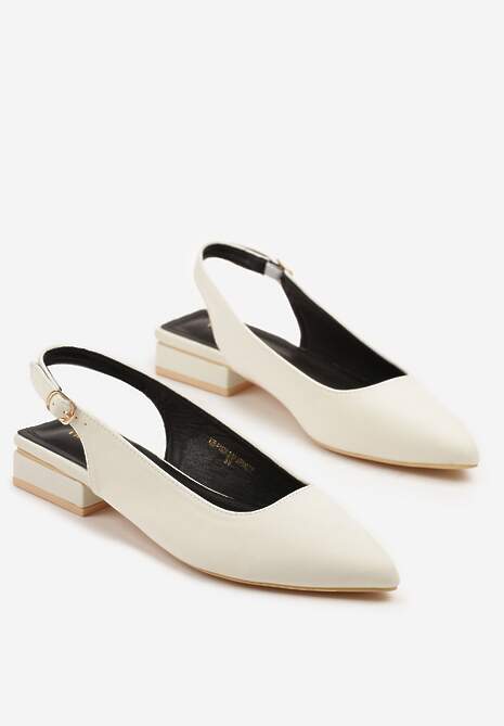 Beżowe Sandały Vices bez Pięty Zapinane przy Kostce Elajane